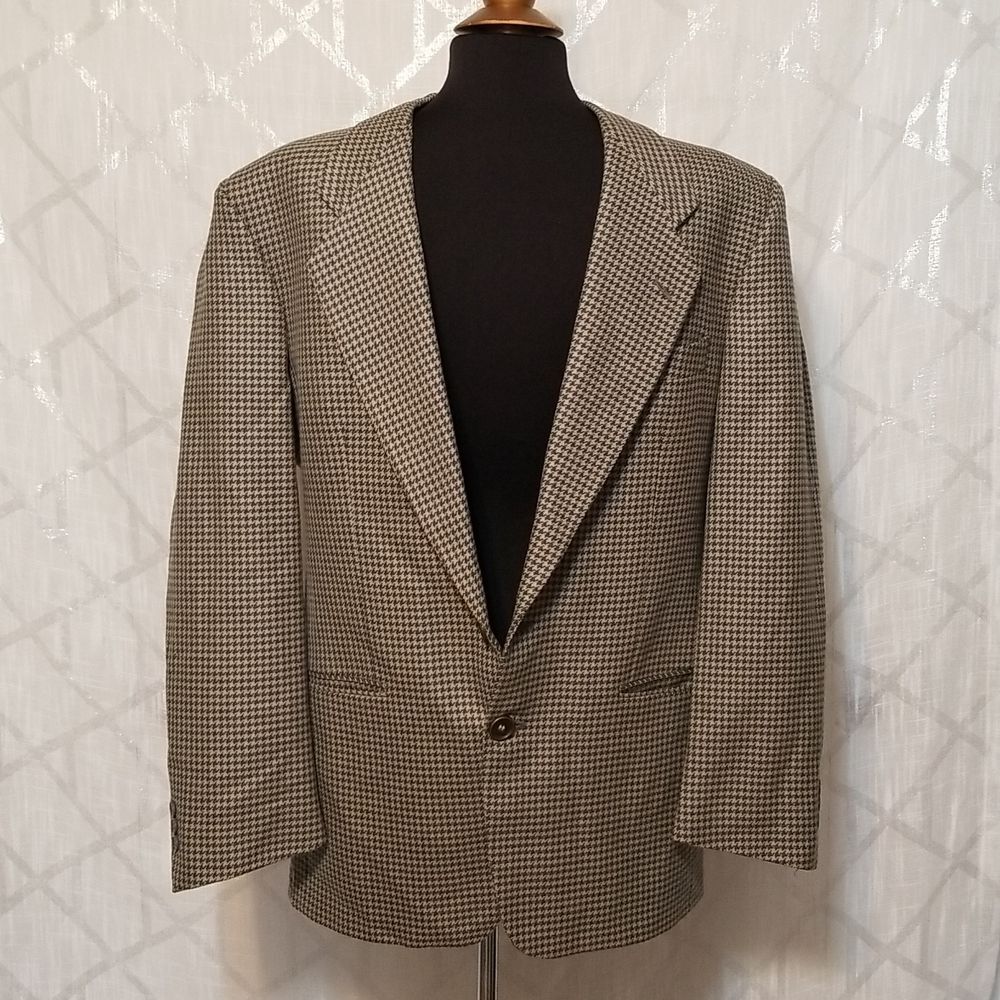 Emanuel Ungaro Houndstooth Blazer Wool Jacket Business Career